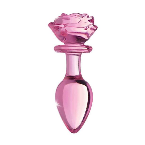 Glass Large Anal Plug - Pink Rose