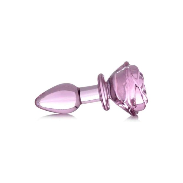 Glass Small Anal Plug - Pink Rose