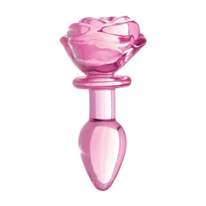 Glass Small Anal Plug - Pink Rose