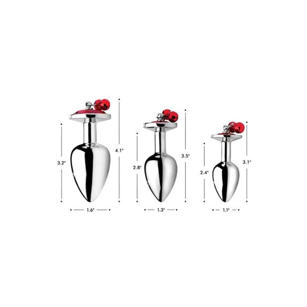 BS Red Gem with Bells Anal Plug Set