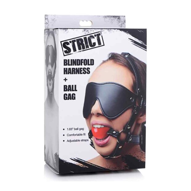 Strict Blindfold Harness with Ball Gag