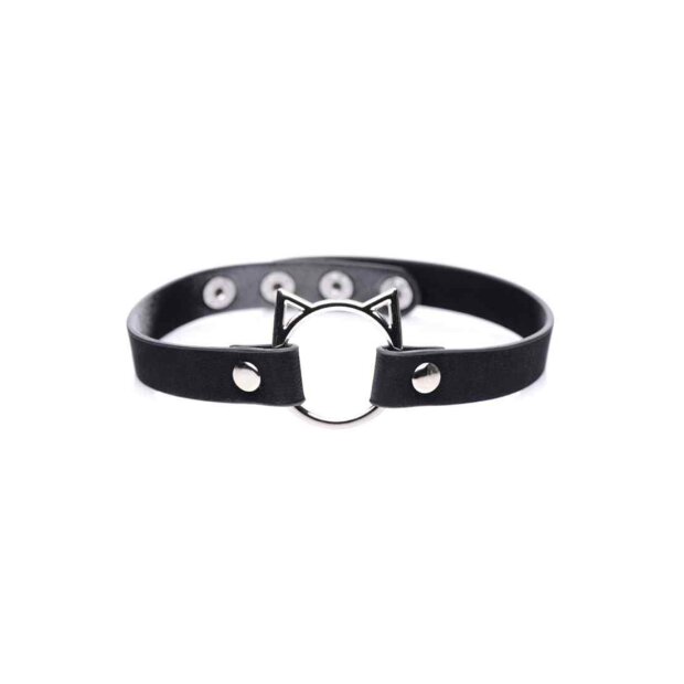 Kinky Kitty Ring Slim Choker - PU leather - Black
