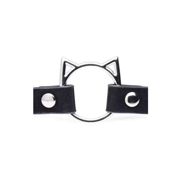 Kinky Kitty Ring Slim Choker - PU leather - Black
