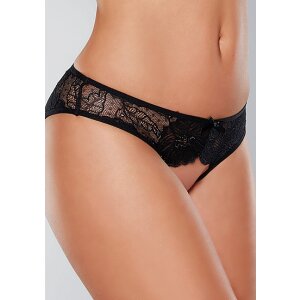 Open Panty Mesh Front Lace Back  -  Black - OS