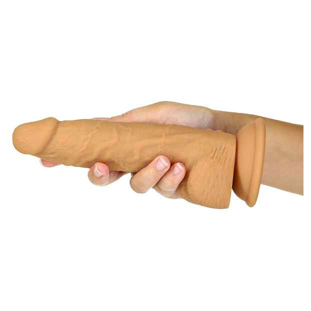 Naked Addiction Rotating & Vibrating Dong with Remote Caramel 20 cm