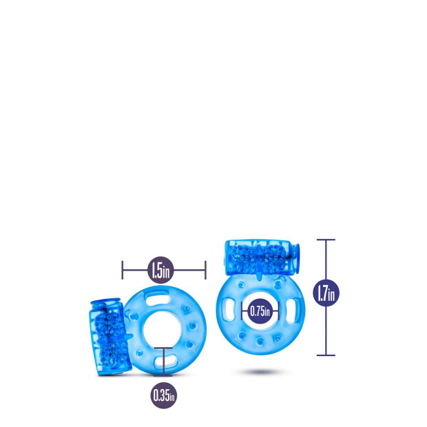 Blush Stay Hard Reusable Cock Ring Vibration Blau ⌀ 3,8 cm