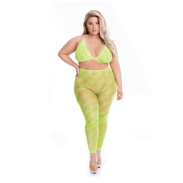 All About Leaf Bra Set Green, Plussize