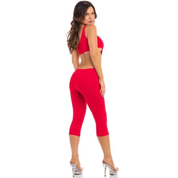 Eingeschnittener Catsuit über eine Schulter rot S/M - M/L