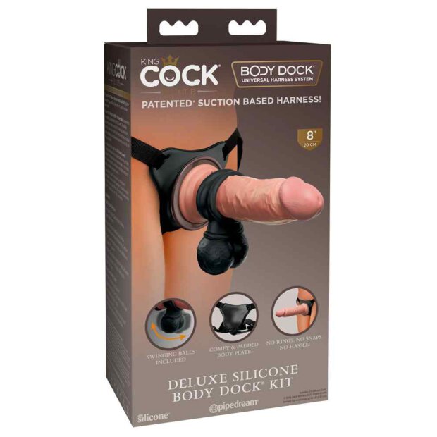 King Cock Elite 8" Deluxe Silicone Deluxe Silicone Body Dock Kit