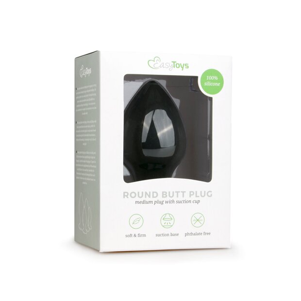 EasyToys Round Butt Plug Large Analplug Schwarz ⌀ 5 cm