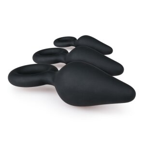 Black Buttplugs With Pull Ring Set