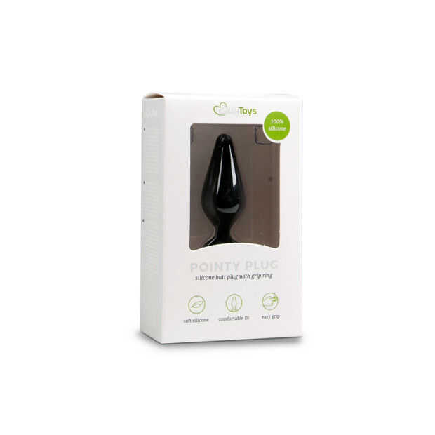 EasyToys Black Buttplug With Pull Ring Medium Analplug Schwarz ⌀ 3,5 cm