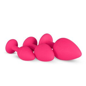 Silicone Butt Plug with Diamond Pink