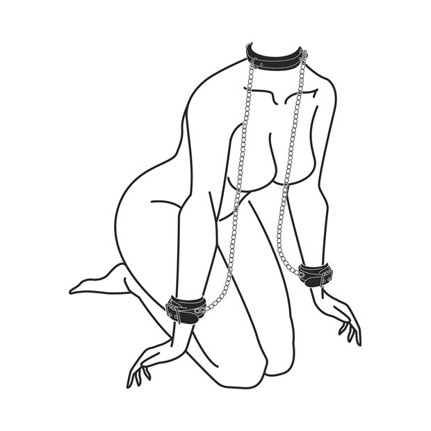 Leather Collar With Handcuffs