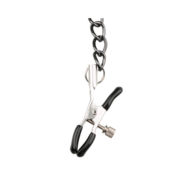 Leather Collar With Nipple Chains