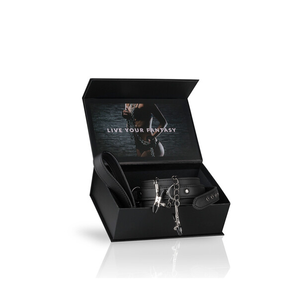 Leather Collar With Nipple Chains