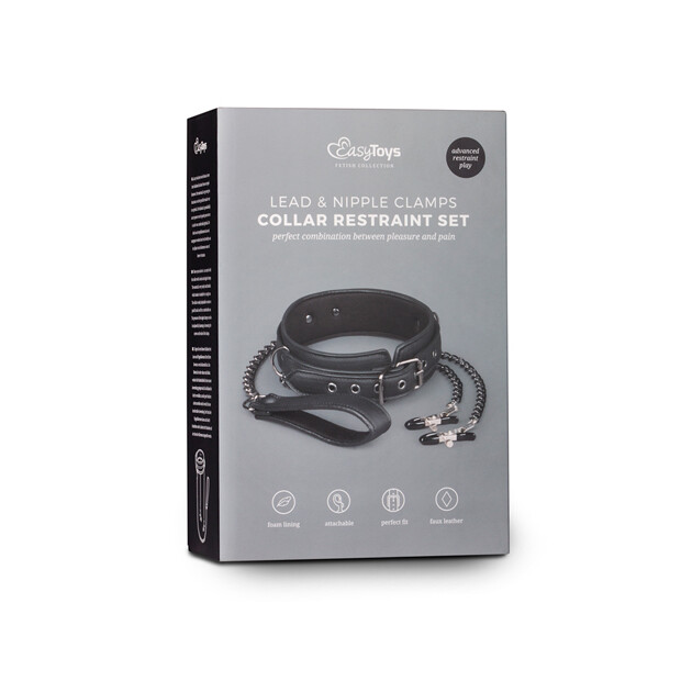 Leather Collar With Nipple Chains