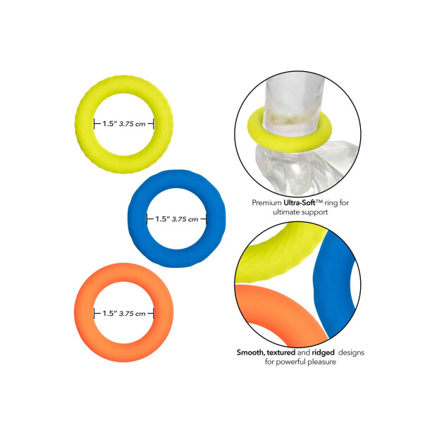 CalExotics Link Up Ultra-Soft Climax Set Penisringe Mehrfarbig 3 Teilig