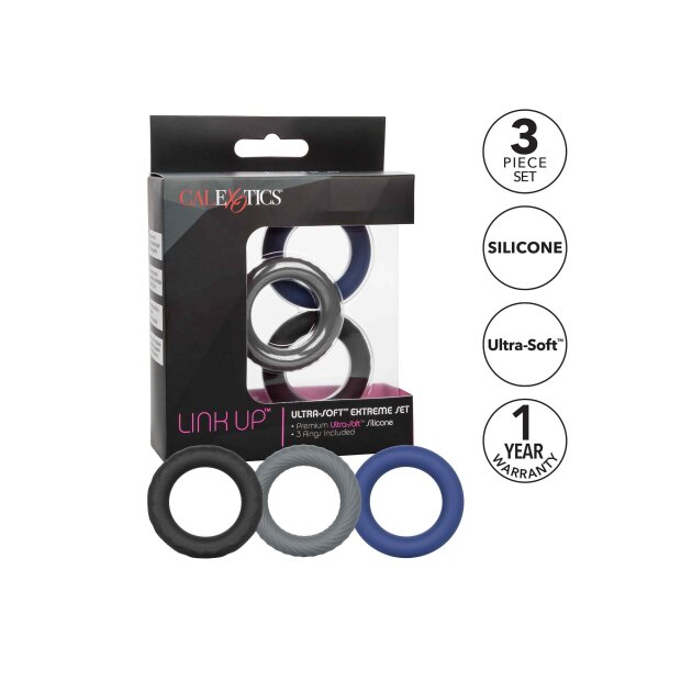 CalExotics Link Up Ultra-Soft Extreme Set Penisringe Mehrfarbig 3 Teilig