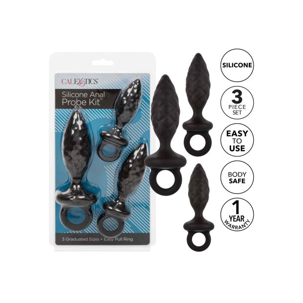 CalExotics Silicone Anal Probe Kit Anal Set Schwarz 3 Teilig