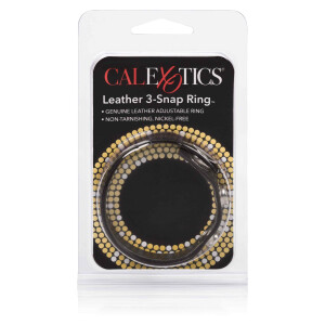 CalExotics Leather 3-Snap Ring Penisring Schwarz