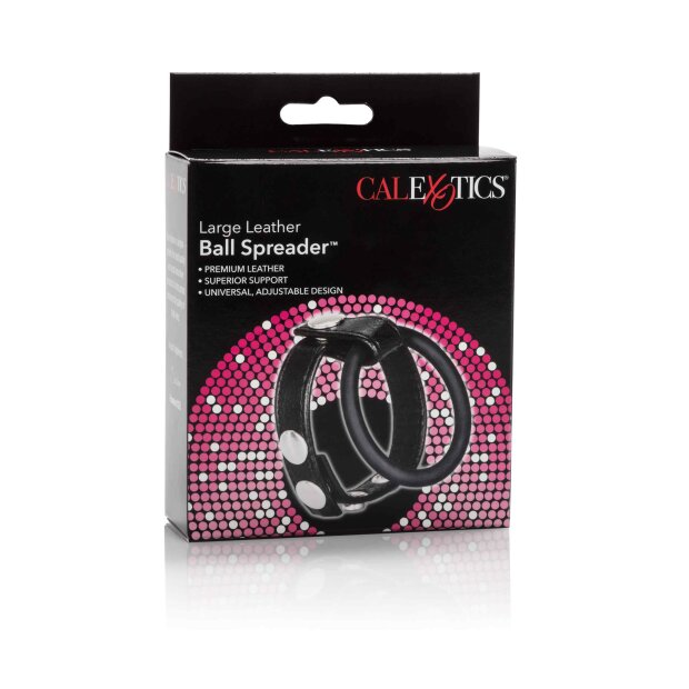 CalExotics Large Leather Ball Spreader Erektion Verstärker Schwarz ⌀ 6 cm