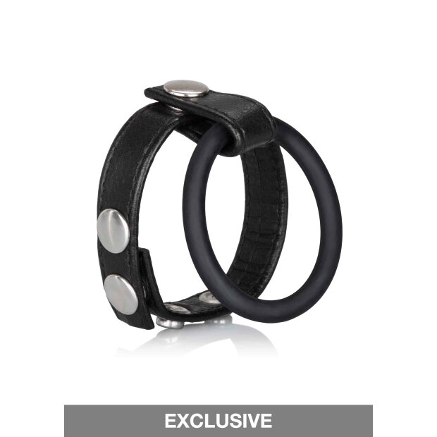 CalExotics Large Leather Ball Spreader Erektion Verstärker Schwarz ⌀ 6 cm