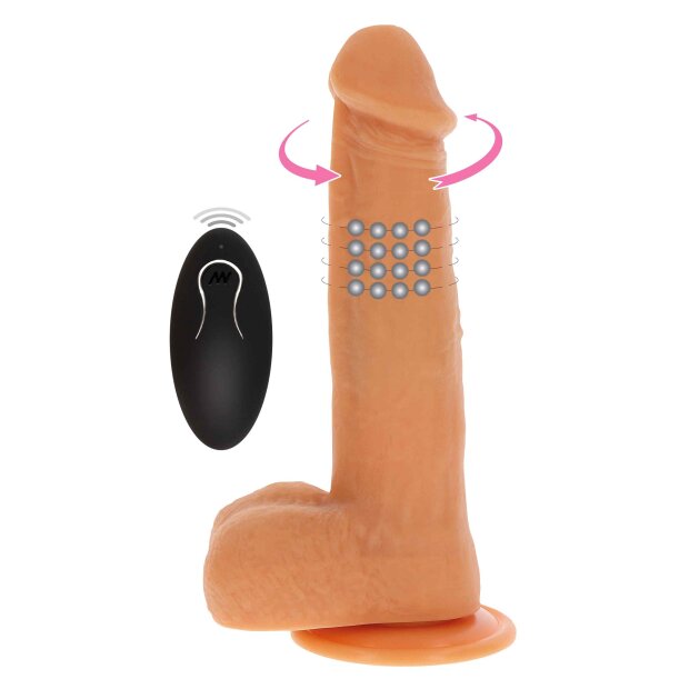 Rotating Beads Vibrating Dildo Light skin tone