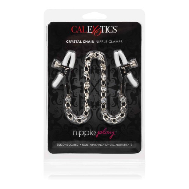 Crystal Chain Nipple Clamps Silver