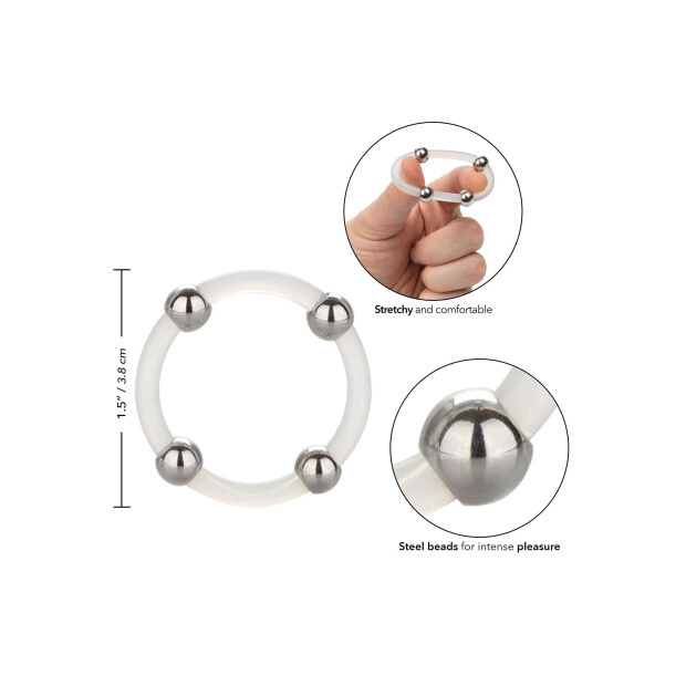CalExotics Steel Beaded Silicone Ring Large Penisring Transparent