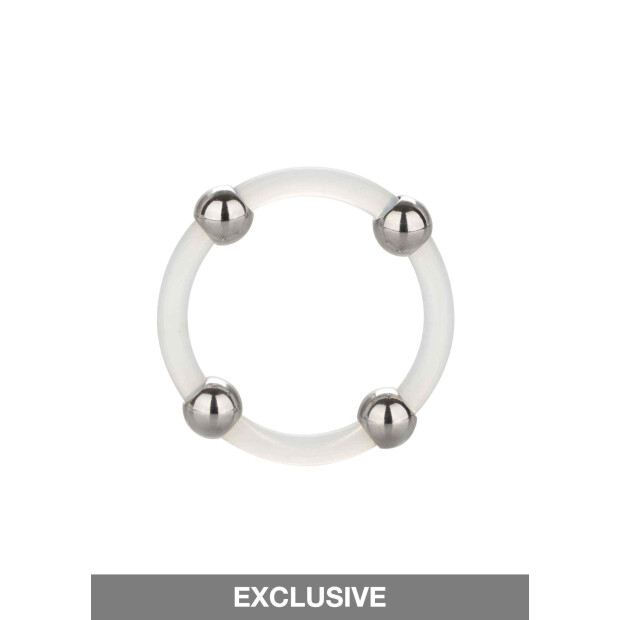 CalExotics Steel Beaded Silicone Ring Large Penisring Transparent