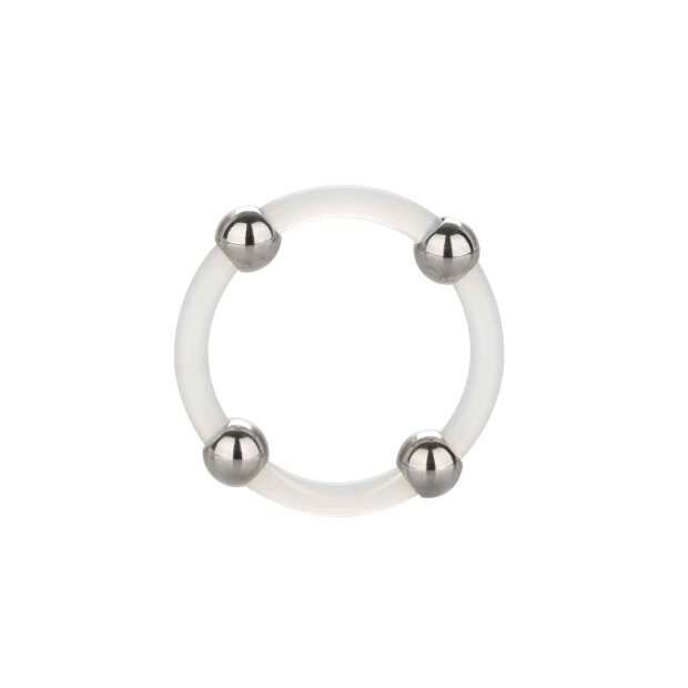 Steel Beaded Silicone Ring L Transparent
