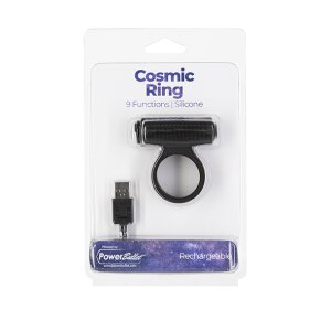 PowerBullet Cosmic Cock Ring with Bullet 9 Function Black