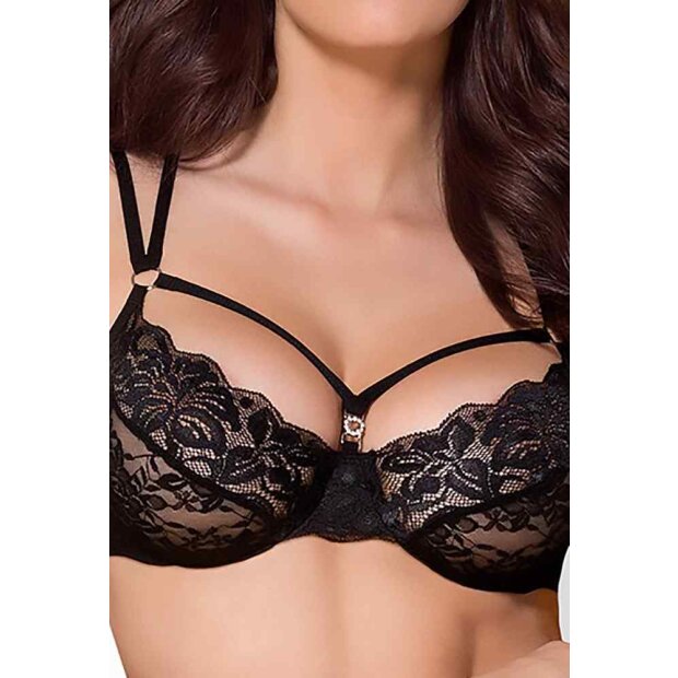 Obsessive Bra and Panty  with Lace Black S - XL