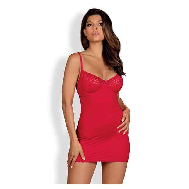 Obsessive Jolierose Chemise and Thong Red S - 2XL