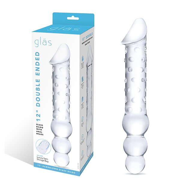 Glas Double Ended Glass Dildo with Anal Beads
