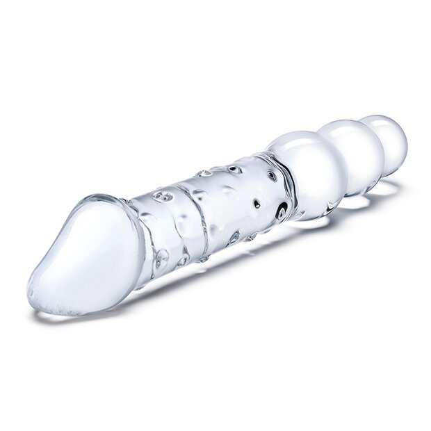 Glas Double Ended Glass Dildo with Anal Beads