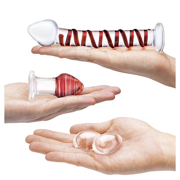 Glas Mr. Swirly 4 pc Set with Glass Kegel Balls & Butt Plug