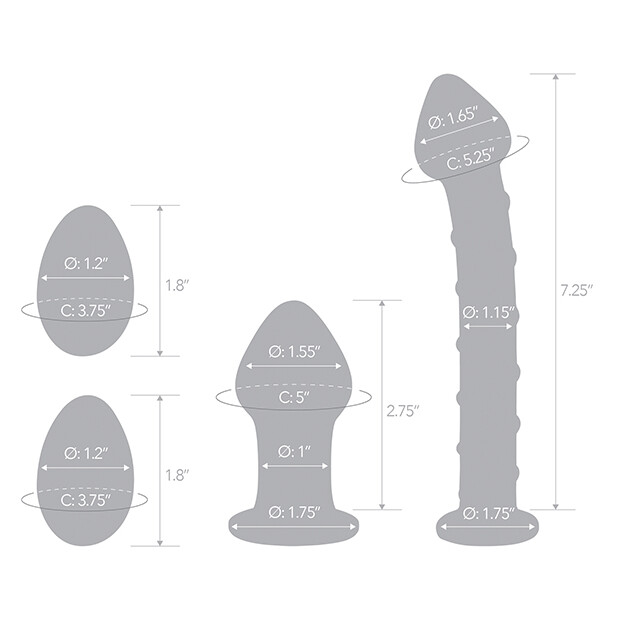 Glas Mr. Swirly 4 pc Set with Glass Kegel Balls & Butt Plug