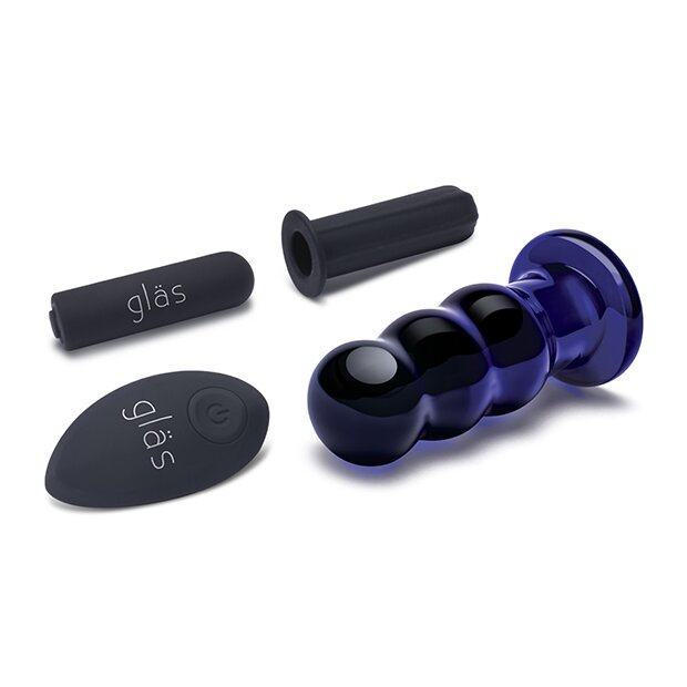 Glas Rechargeable Remote Controlled  Vibrating Beaded Buttplug