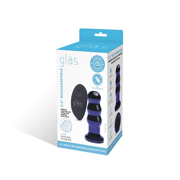 Glas Rechargeable Remote Controlled  Vibrating Beaded Buttplug