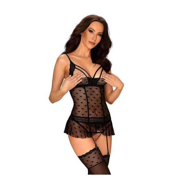 Obsessive Heartia Corset Black S - XL