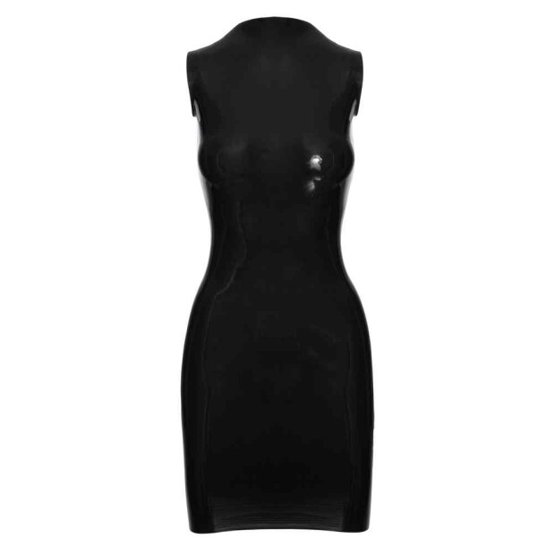Latex-Minikleid mit Stehkragen schwarz S - 2XL