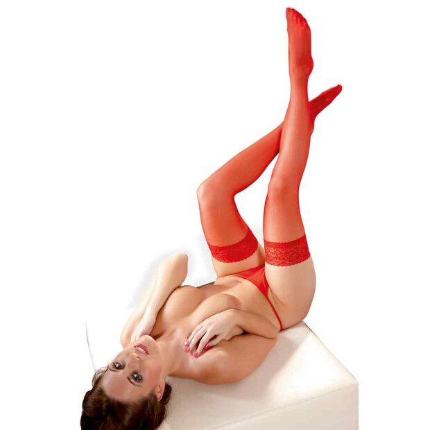 Halterlose Strümpfe rot XS - XL