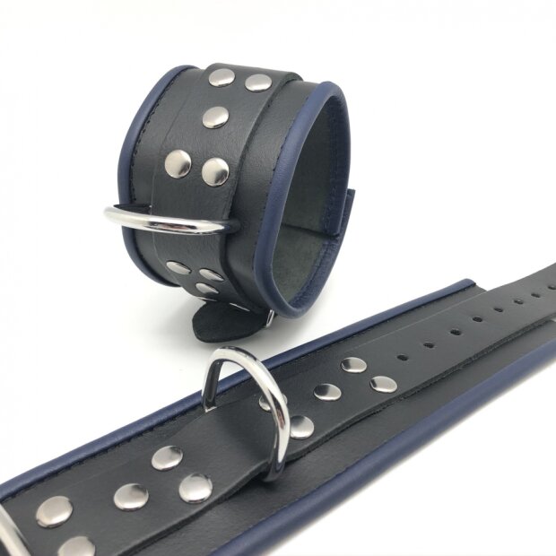Menottes en cuir Noir-Bleu