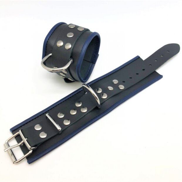 Menottes en cuir Noir-Bleu