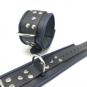 Menottes en cuir Noir-Bleu