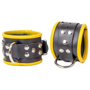 Leather Ankle Cuffs Black-Yellow