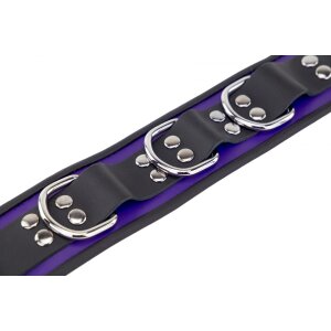 Leather Necklace 3 Rings D Purple-Black