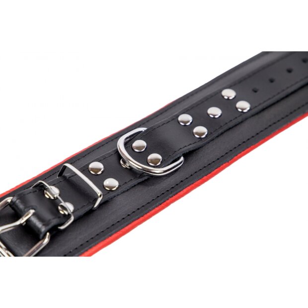 Menottes rembourrées en cuir pour les chevilles Noir-Rouge